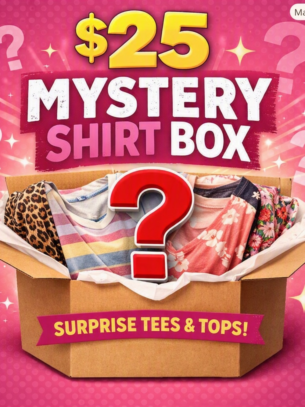 $25 Mystery Women's Short Sleeve Tee Box - Pink & Multicolor Assortment